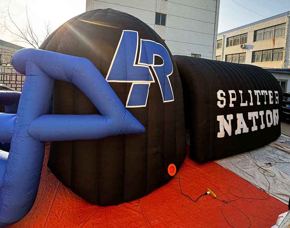 Blue Black Inflatable Football Helmet Tunnel