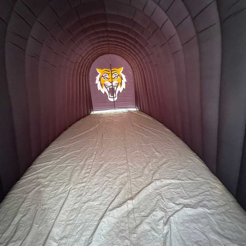 inflatable tiger mascot tunnel inside