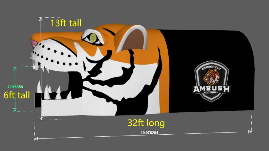 Inflatable Tiger Football Tunnel