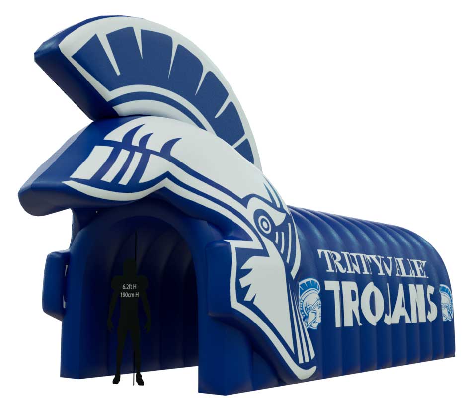 Inflatable Trojan Helmet Tunnel Open