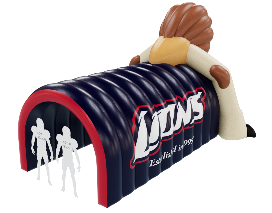 Inflatable Lion Mascot Tunnel Back