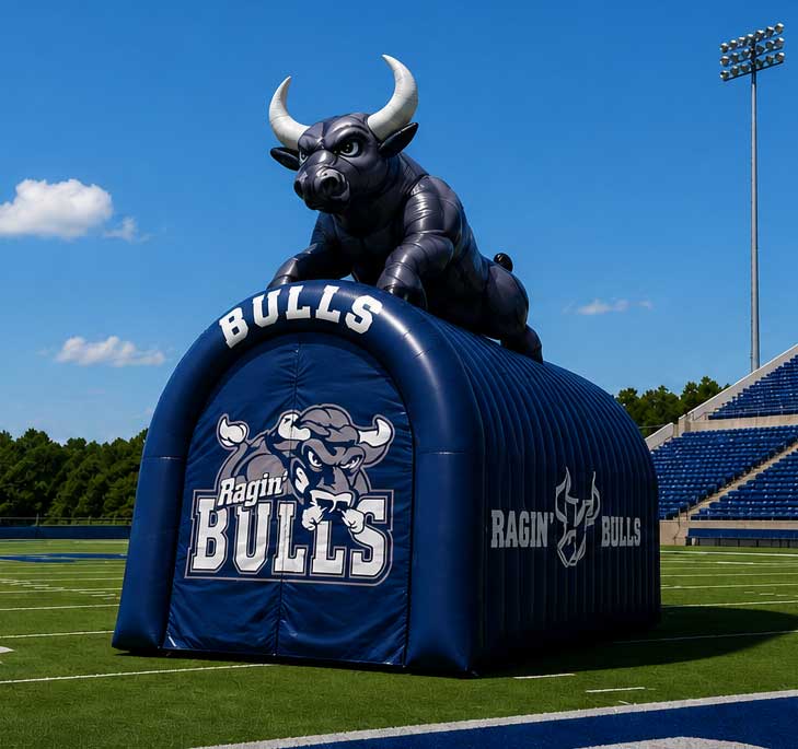 inflatable bull mascot tunnel
