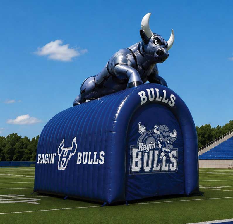 inflatable bull mascot tunnel