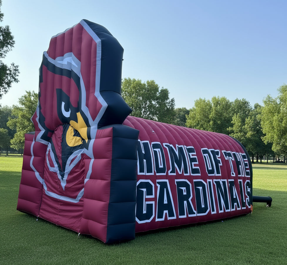 large inflatable logo tunnel side view