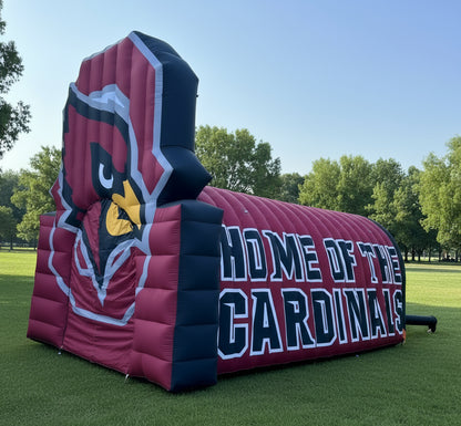large inflatable logo tunnel side view