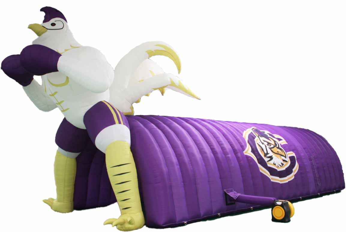 Inflatable Fighting Chicken Mascot Football Tunnel Side View