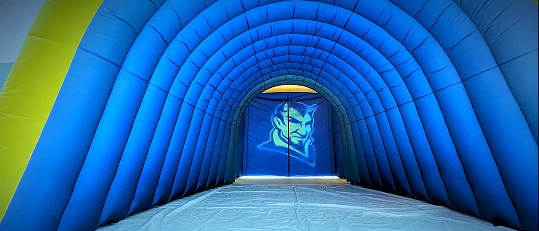 Inflatable Devil Mascot Football Tunnel Inside