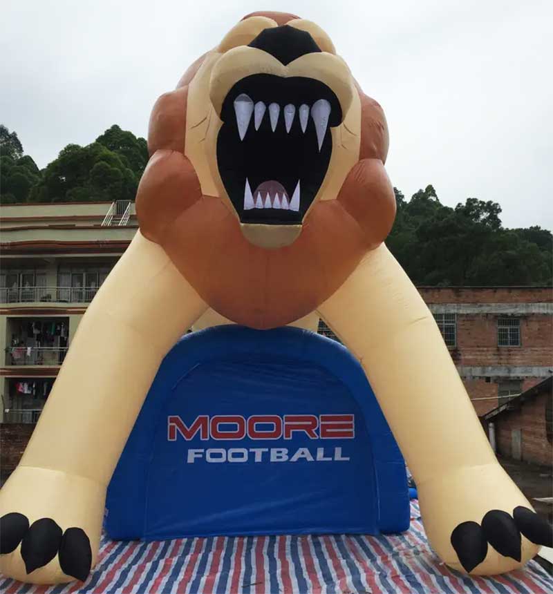 Inflatable Lion Mascot Tunnel Front