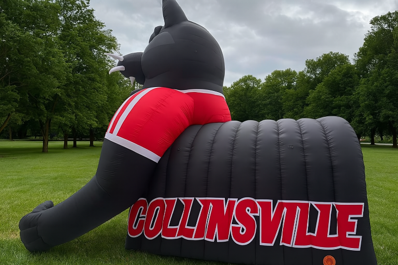 Inflatable Panther Mascot Tunnel Side