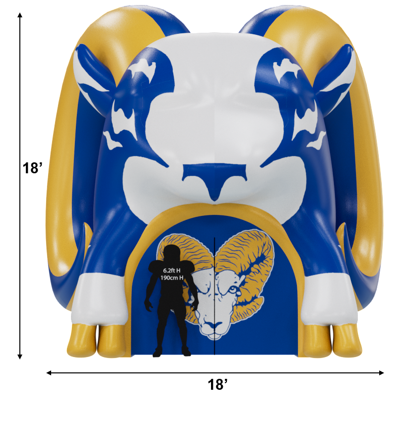 Inflatable Rams Head Mascot Tunnel front