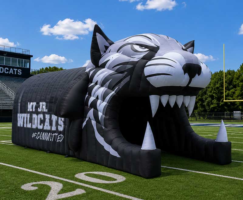 Inflatable Wildcat Head Mascot Tunnel Front Side