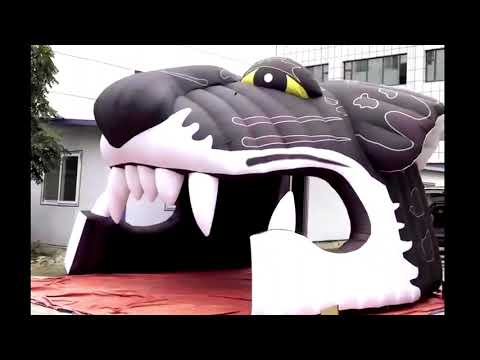 Inflatable Jaguar Mascot Head Tunnel Video